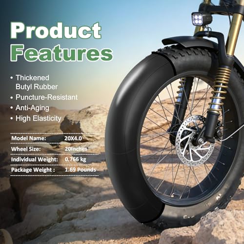 2 Pack of Fat Tire Bike Inner Tubes, 20/24/26 X4.0 Heavy Duty Bike Tube, Inner Tube with 32mm Schrader Valve for Snow Mountain Bike E-Bike - size: 20X3.0(2 Pack)