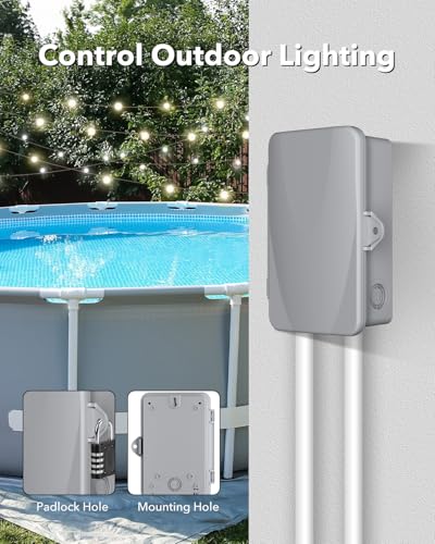 BN-LINK Pool Pump Timer, Outdoor Mechanical Timer Box, Heavy Duty 24 Hour Programmable, 2HP 40A Max, 120, 240, 277 VAC, for Pool Pump, Water Heater, Fans, SPA, ETL Listed - style: Mechanical