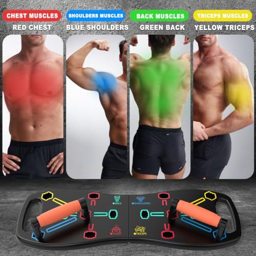 HOTWAVE Push Up Board, Portable Pushup Board for Men, Foldable Push Up Bar | Multifunctional Pushup Handles for Floor, Strength Training Equipment for Home Gym, Suitable for Beginners and Teenagers - color: Black-Orange