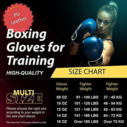 Kruzak Boxing Gloves for Men & Women, Sparring & Kickboxing Gloves, Muay Thai & MMA Gloves, 8-16 oz - color: Blue, size: 14 oz