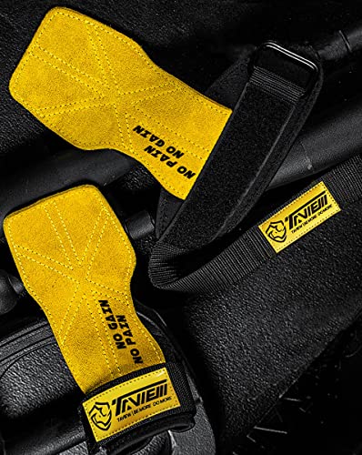 TAVIEW Wrist Straps for Weightlifting for Maximum Grip Support - Lifting Deadlift Strap & Weight Lifting Grips Gloves for Working Out Pull Up Deadlifting & Shrugs - color: Yellow