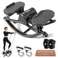 Rock Fitness Stepper, Portable Rock Stepper Side to Side with Digital Display & Resistance Bands, Low Impact Stair Stepper for Exercise at Home,Aerobic Workout Machine,330LBS Loading Capacity - color: Black