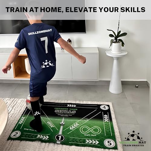 SkillZone Soccer Training Mat with Soccer Ball – Dribbling & Footwork Trainer | Indoor/Outdoor Soccer Training Kit with Interactive Video Hub, Grip Socks & Carry Bag | Control & Agility Practice - color: Match Day - Elite Training Kit