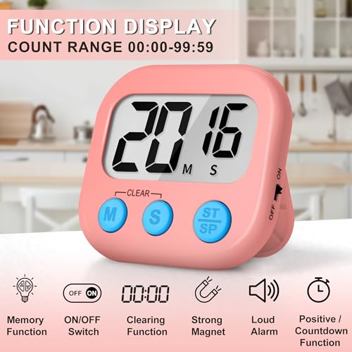ZILLEEN Classroom Timer for Kids Teachers 2 Pack Digital Timers, White & Pink - color: White & Pink