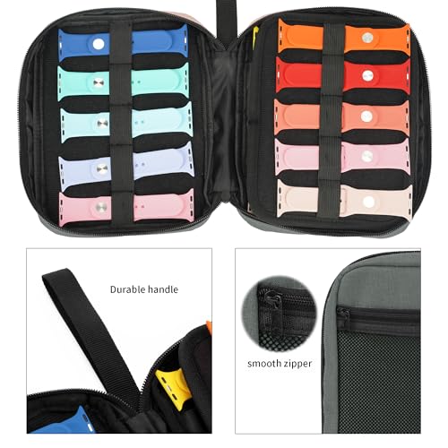 20 Watch Bands Storage Carrying Case Compatible with Watches,Expandable Watch Band Holder Stores 20 Watch Bands Fit for Most Sizes of Watch Straps,Organizer for Watch Bands, Bag Only(Dark Grey) - color: 1-dark Grey