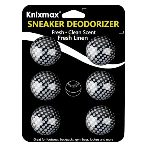 Knixmax Sneaker Deodorizer Shoe Freshener Balls, Odor Eaters for Shoes Boots Mules, Smell Eliminator Ball for Gym Gear Bags and Lockers, Fresh Linen Scent, Pack of 6, Black White - color: 2. Fresh Linen