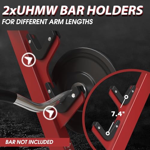 Mikolo Preacher Curl Bench, Seated Arm Isolated Barbell Dumbbell Bicep Station, Bicep Curl Machine with 2 Bar Holders for Home Gym - color: RED