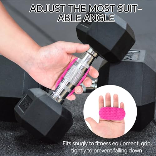 Anti-Slip Workout Grips - Widened and Thickened Rubber Hand Protector Ryptfit Grips for Weightlifting, Pull-ups, Gym for Men and Women, Silicone Gym Grip Pads, Soft, Pal - color: pink