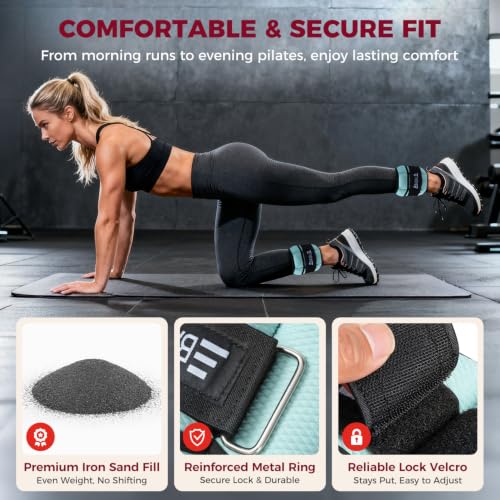BAGAIL Ankle Wrist Weights for Women & Men, Set of 2 (Available in 0.5/1/2/3/4/5 lb Each), Wearable Leg Arm Weights with Sleek Design & Secure Fit for Walking, Running, Pilates, Home Fitness - color: Light Blue, size: 10 Lb Pair (1-5 Lb Each Adjustable)