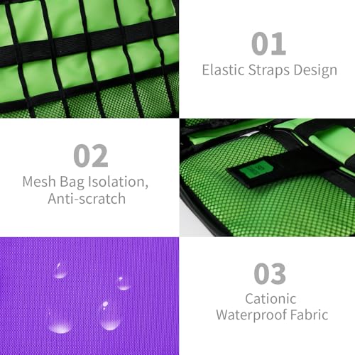 Lcsmaokin Electronics Travel Organizer,Portable Waterproof Electronic Travel Storage Bag for Small Charging Cord Storage,Charger,SD Card etc,for Travel,Business-Purple Green - color: C-Purple-Green, size: Single Layer