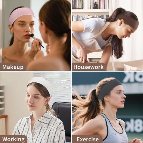 Panleding 12 Pack Sports Headbands for Women, Non-Slip Elastic Soft Hair Bands, Fashion Hair Warp for Workout, Yoga, Running, Fitness, Neutral Colors - color: Neutral Colors