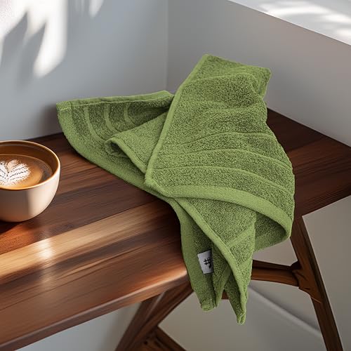 Tens Towels Pack of 6 Hand Towels, 100% Cotton, Lighter Weight, Quick to Dry, 16 x 28 Inches, Super Soft & Absorbent, Perfect for Bathroom & Kitchen, Green - color: Forest Green