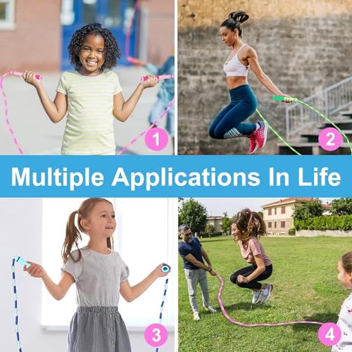 GRAWUN Jump Rope For Kids, Soft Beaded Jump Rope, Adjustable Length Tangle-Free Segmented Soft Beaded Skipping Rope，for Women, Men and Kids Keeping Fit, Workout and Weight Loss - color: 6 Pack