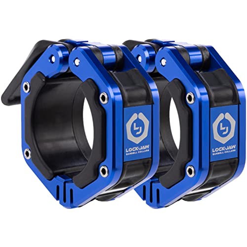 Lock-Jaw Flex Barbell Collars Olympic Barbell Clamps w/Magnet 2 Pcs – Heavy Duty Bar Clamps for 2” & 50mm Olympic Bars – Secure Weight Bar Clamps for Strength Training & Home Gym Accessories - color: Blue