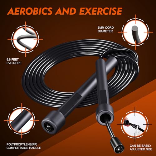 14 Pack Adjustable PVC Jump Rope for Cardio Fitness - Versatile Jump Rope for Women Men Kids Christmas Gift -Tangle-Free for Keeping Fit, Training, Workout - color: Black