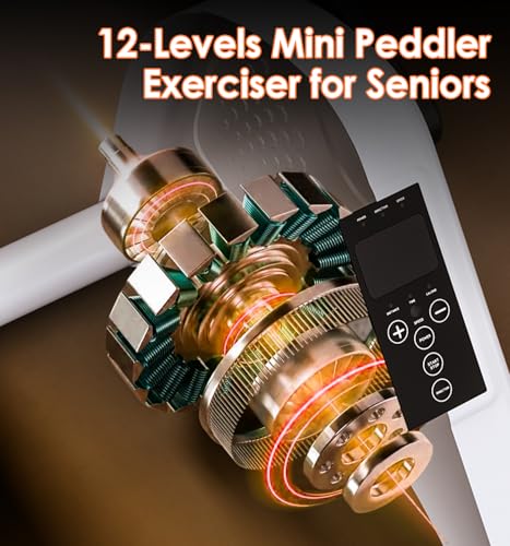 Under Desk Bike Pedal Exerciser for Seniors, 12-Level Electric Mini Exercise Bike with LCD, Quiet Motorized Arm & Leg Pedaler for Seniors - color: White