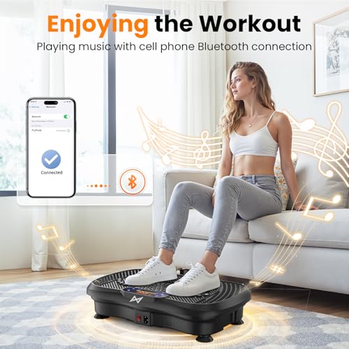 AXV Vibration Plate Fitness Platform Exercise Machine Vibrating Shaking Full Body Shaker Workout Vibrate Stand Shake Board Sport for Weight Loss Fat Burner for Gym Home Office - color: BT.PRO.BLACK