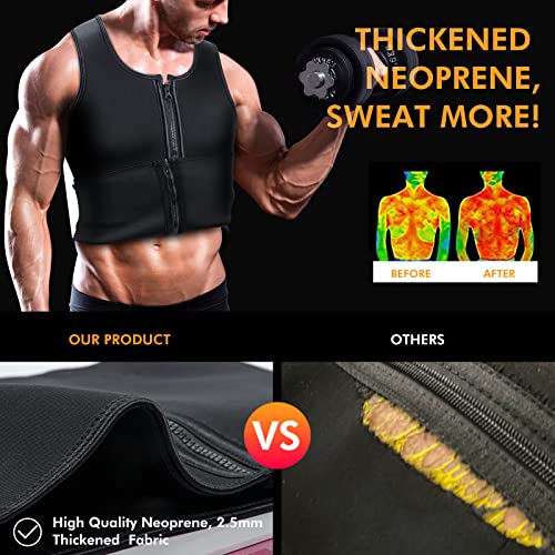 A+ Choice Sauna Vest Waist Trainer for Men - Mens Sauna Suit Double Sweat Belt Body Shaper for Gym Workout Exercise - size: L (Waist34"-36")