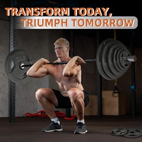Fitvids 2 Inch Olympic Barbell Weight Plates, 2.5 LB to 45 LB Plates for Home Gym Strength Training, Triple-handle Design - style: 25LB (Set of 2)