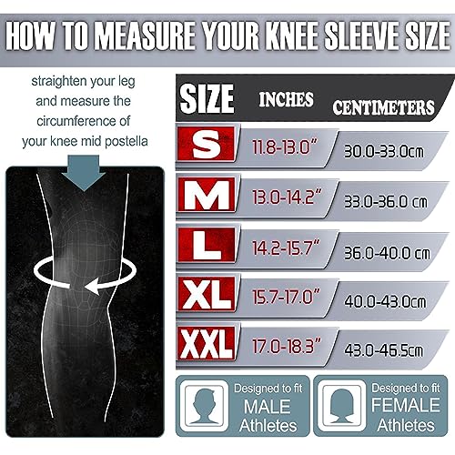 Knee Sleeves (1 Pair), 7mm Neoprene Compression Knee Braces, Great Support for Cross Training, Weightlifting, Powerlifting, Squats, Basketball and More - color: Black 4, size: Large
