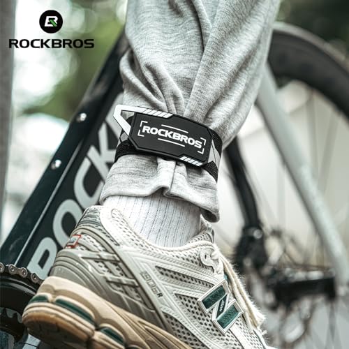 ROCKBROS Bicycle Ankle Leg Strap Safety Cycling Trousers Strap Bike Reflective Wrist Ankle Bind Bands Pant Leg Bands for Cycling Jogging Running Gear - color: Black