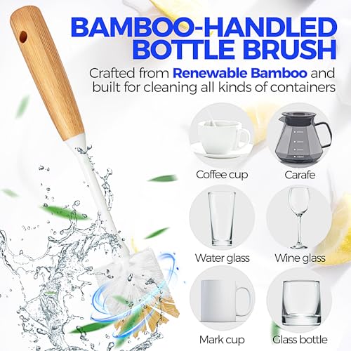 Holikme 6 Pack Dish Brush Scouring Pad Set with Bottle Brush, Dish Brush, Palm Scrub Brush and Straw Brush, Dish Scrubber Long Handle for Dish Bottle Cup Pot Pan Iron Abrasive Cup Brushes, Yellow - color: Yellow