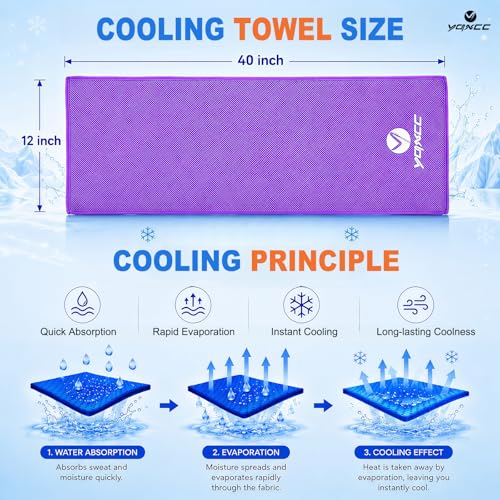 YQXCC 4 Pack Cooling Towels 40"x12", Cold Cool for Neck & Face | Cooling Neck Wraps, Soft Breathable Microfiber Chilly Towels, Ideal for Gym, Yoga, Golf, Running, Camping & Hot Weather - color: Dark Blue*2 + Purple*2