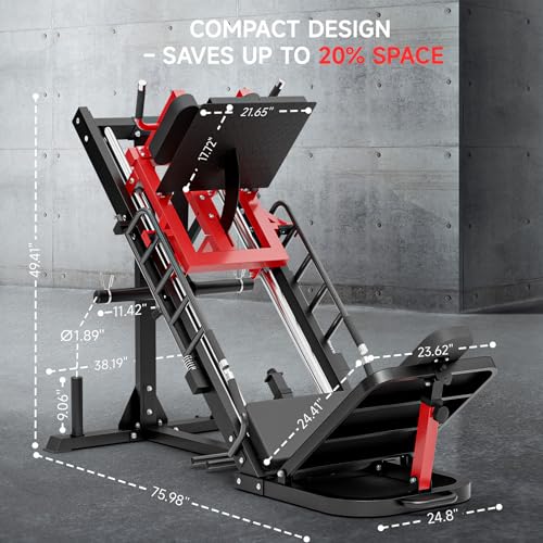 Leg Press Hack Squat Machine Combo, 45° Leg Exercise Machine ,Lower Body Special with Weight Storage for Quads, Hamstring, Glutes, Calves, Compact Home Gym Leg Day Equipment - style: Leg Machines