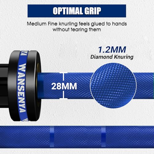 7FT Olympic Barbell 45lb,28MM 2 Inch Olympic Bar for No. 45 Steel,Olympic Weight Bars for Lifting,CrossFit,Bench Press,Deadlift,Squats,Strength Training bars - color: Blue-500LBS