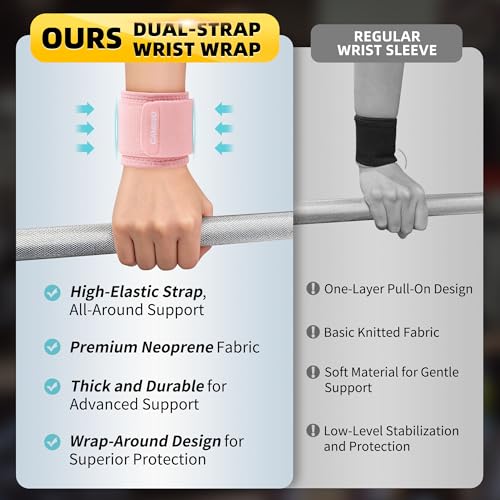 CAMBIVO 2 Pack Wrist Brace for Carpal Tunnel with wraps, Pink | Wrist Support, Adjustable Wrist Wraps for Weightlifting, Tendonitis, Pain Relief, Sleeping, Night, Gym, Neoprene, Both Hands - color: Pink