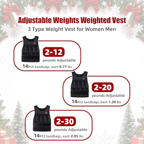 Wolliwa Adjustable Weighted Vest for Men Women,2-30 Lbs Adjustable Weighted Vest with Straps Womens Running Weight Vest for Walking Strength Training Fitness - size: Adjustable 2-12 Lbs