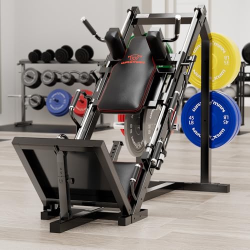 Waxman Leg Press Hack Squat Machine Combo, 2-in-1Leg Exercise Machine with Linear Bearing, Special for Lower Body with Weight Storage for Quads, Hamstring
