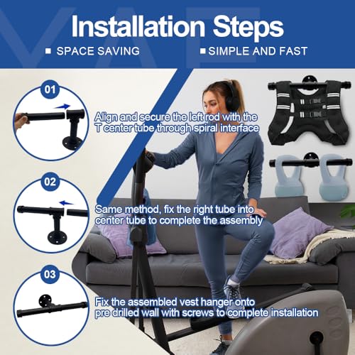 Running Weighted Vest Hanger Tactical Gear | Plate Carrier Hanger, Police Gear Rack, Wall Mount Weight Plate Holder, Heavy Duty Accessories For Backpack - size: 2 Pack