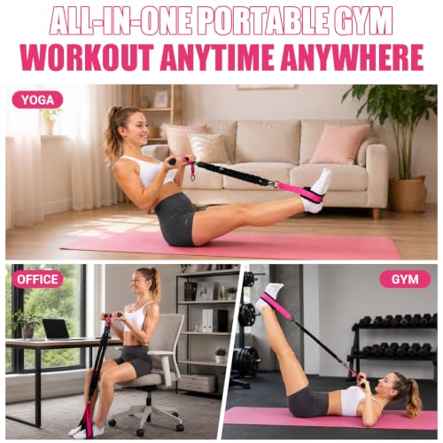 Adjustable Pedal Resistance Band with Handle, Poster, Carry Bag and 2 Tube | Multifunction Foot Pedal Elastic Band for Abdomen, Arm, Core/ABS & Legs, Portable Home Gym Yoga Exercise Equipment for Women