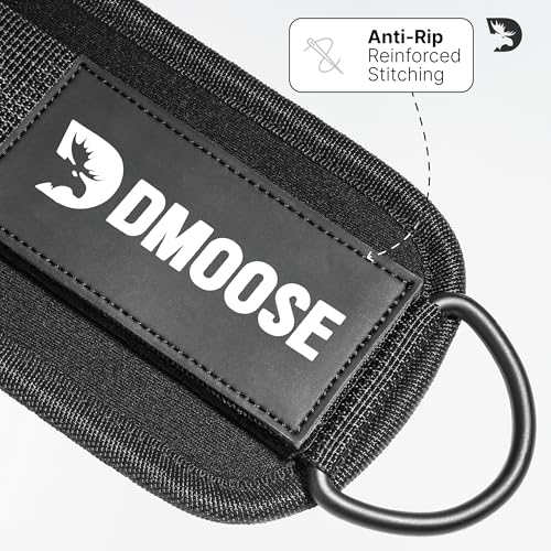 DMoose Ankle Strap for Cable Machine - One Size Fit with Premium Padding, Workout Kickback Ankle Cuffs, Ankle Bands for Working Out, Booty Workouts, Leg Extension, Hip Abductors & Lower Body Exercises - color: Black - Pair