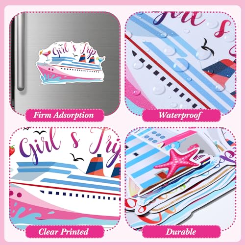 Kanayu 12 Pieces Cruise Door Magnets Decorations, Sea Navigation Ship Car Refrigerator Magnets Stickers Anchor Cruise Cabin Door Fridge Magnetic Decorations for Cabin Carnival Party(Cute Style) - style: Cute Style