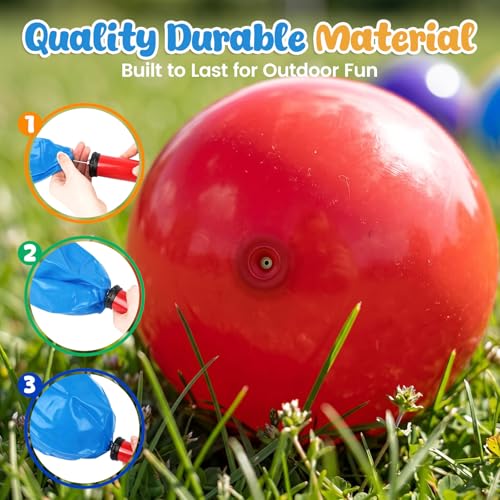 Amor Present 8PCS Inflatable Playground Balls, 8.5Inch Bouncing Sensory Balls with Hand Air Pump, for Kids Birthday Parties