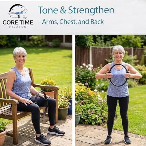 Pilates Ring- Inner Thigh Exerciser- Arm Exerciser- Thighmaster- Core Trainer- Gym Ring-Infinity Hoop- Exercises Included- Professional Design- Padded Handles-Instructor Designed