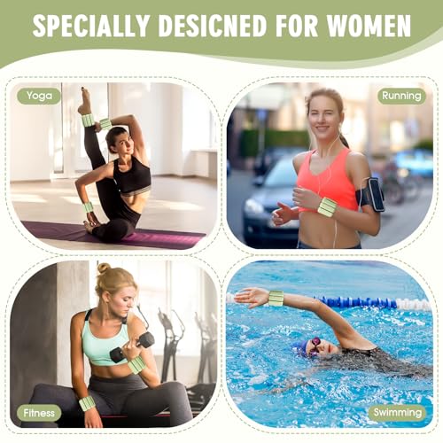 Wrist Weights Set of 2, Wearable Wrist Ankle Weights for Women & Men, Silicone Weighted Bangles Adjustable Arm and Leg Weights for Walking Yoga Pilates Running Dance Gym 2lb - color: Green