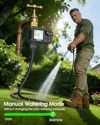 Water Timer for Garden Hose with 100% Metal Pipe, Programmable Sprinkler Controller for Garden Faucet with Auto/Manual/Rain Delay Mode, Irrigation Timers for Lawn, Yard, Outdoor Plants - size: 1 Zone-Metal Pipe