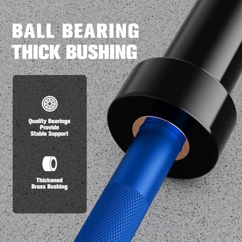 RitFit Barbell Weight Set - 4/6FT Olympic Barbell with Weight Plates (55-115LB Total) - Weightlifting Equipment for Squats, Curls, Deadlifts, Presses, Hip Thrusts - color: Black/Blue, size: 6FT With 35LB Plates