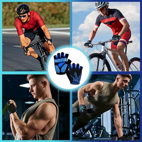 MOREOK Cycling Gloves Bike Bicycle Gloves, Half Finger 5MM Gel Anti-Slip | Biking Gloves for Men Women Gym workout exercise Motorcycle Hiking Rowing Outdoor Sports - color: Blue, size: Medium