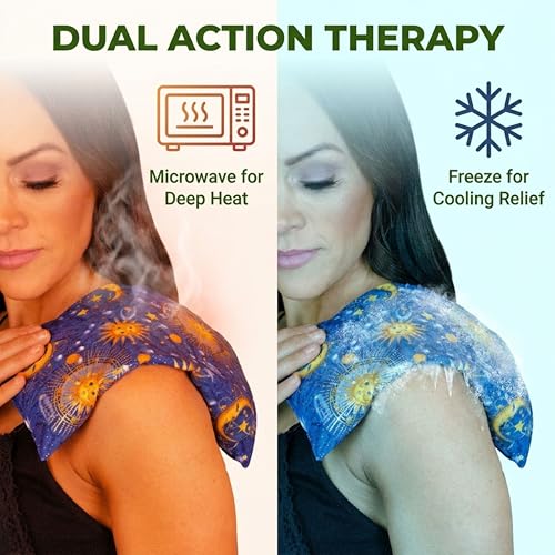 Nature's Approach Basic Herb Pack Heating Pad, Indigo | 12-herb aromatherapy rice & flaxseed fill for hot or cold therapy on neck, back, shoulders & more - style: Celestial Indigo