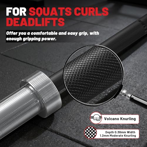 PAPABABE Olympic Barbell, 4ft/5ft/6ft/6.5ft Straight Barbell Womens Olympic Barbell for Strength Training and Technique Adjusting, 2 inch Olympic Bar with Moderate Knurling For Bench Press, Squats Curls Deadlifts Weightlifting - color: 6.5ft Elite BlackSi
