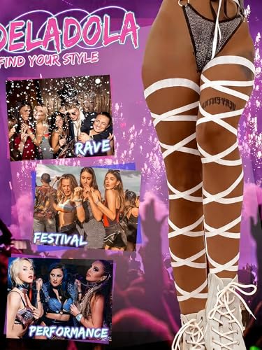 Elastic Cross Thigh Garter String Chain Leg Wraps, Punk Black Harajuku String Chain Body Jewelry for Women - color: White