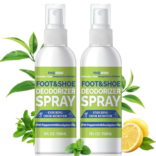 Foot & Shoe Deodorizer Spray, Odor Eliminator for Smelly Shoes & Feet | 5 fl oz, 2-Pack, Instantly Eliminates Odors from Shoes, Boots, Sneakers & Feet, Long-Lasting Freshness for Everyday Wear - size: 5 Fl Oz (Pack of 2)