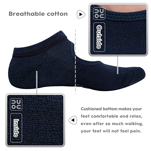 unenow Non Slip Grip Yoga Socks for Women with Cushion for Pilates, Barre, Home - color: 3 Pairs-black/Navy/Grey