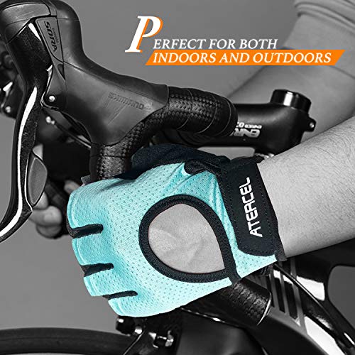 ATERCEL Weight Lifting Gloves Full Palm Protection, Workout Gloves for Gym, Cycling, Exercise, Breathable, Super Lightweight for Mens and Women - color: Aqua, size: Small (Pack of 2)