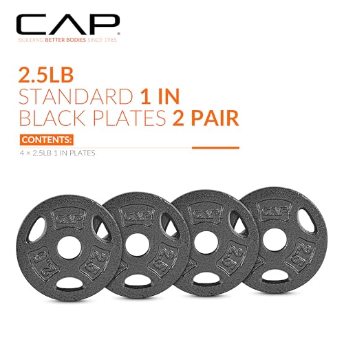 CAP Barbell Standard 1-Inch Grip Weight Plates - color: Black, size: 2.5 lbs Plate Pack (x4)