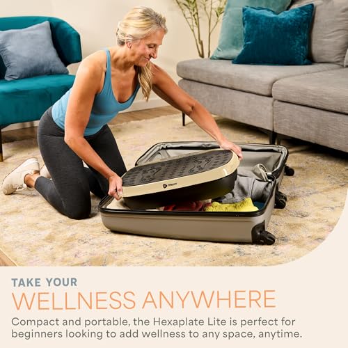 Lifepro HexaPlate Lite Vibration Plate Exercise Machine — Magnetic Acupoints, 99 Speeds & 10 Presets Vibration Platform Machine with Resistance Bands — Vibrating Plate for Lymphatic Drainage & Toning - color: Light Gold